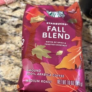 Starbucks Fall Blend Coffee with Rich Purple and Orange Packaging